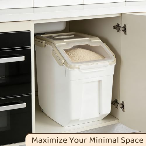 Saim 2 Pack 25lb Flour & Rice Storage Container Bin,Rice Dispenser (Grey) - color: 2Pack 25lb Grey