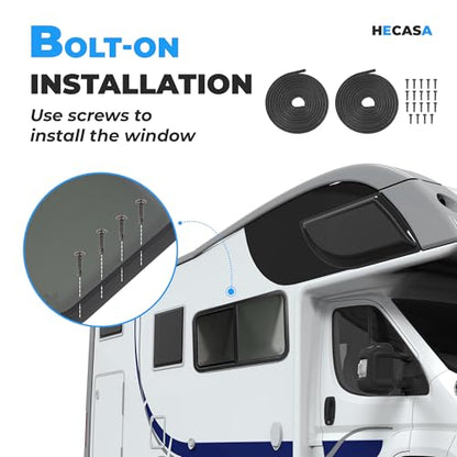 HECASA RV Window 42" W X 22" H Teardrop Horizontal Sliding Window W/ Trim - size: 42" W x 22" H