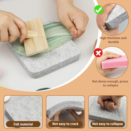 SOCNITC Needle Felting Tools Kit with 6"x6" Felting Mat and Wool Brush | Including Wool Carder Brush, 6"X6" Large Felting Mat And Finger Cots, Wool Felt Supplies for Diy Felting Projects - color: 6"x6" Needle Felting Mat