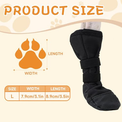 Dog Paw Wound Recovery Boot, Breathable Dog Bootie for Injured Paw, Anti-Slip Dog Shoe with Self-Adhesive Strap, Protector for Outdoor Walking & Keep Dogs from Licking Wounds (L) - size: L