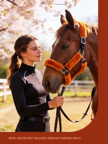 Harrison Howard Fleece Halter Covers for Horses, Set of 9, Prevent Hair Loss Pressure Marks, Padded Horse Halter Fleece Set Medium Brown - color: Medium Brown