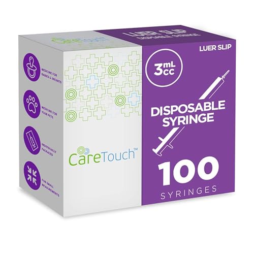 Care Touch Disposable Syringes Without Needle, Luer Slip, 3ml 100 Count - size: 3 ml