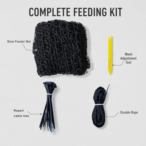 7 * 7ft Round Bale Hay Net 1.75" Knotless Slow Feed Hay Net, Heavy Duty Hay Saver Net Holds 800 lbs, UV Resistant Horse Hay Net for Round Bales, Horses, Cattle, Goats & Sheep - color: 7*7FT