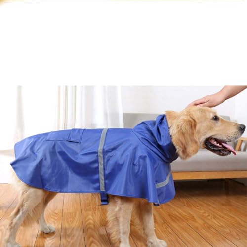 NACOCO Large Dog Raincoat Adjustable Pet Water Proof Clothes Lightweight Rain Jacket Poncho Hoodies with Strip Reflective (M, Blue) - color: Blue, size: Medium (Pack of 1)