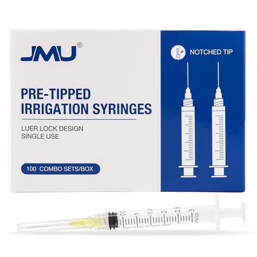 JMU 100 Pcs Dental Irrigation Syringes 3cc with 27G - size: 3ML 27G