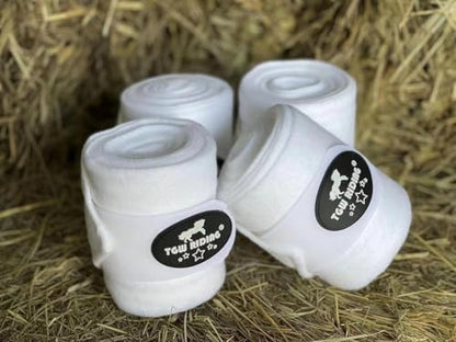 Horse Polo Leg Wraps, Equine Fleece Polo Wraps (Set of 4) - Horse Leg Bandages (White) - color: White