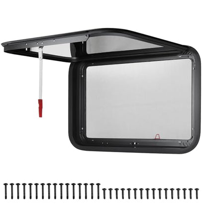 RV Exit Windows,36"W x 22"H RV Emergency Exit Windows for Cargo Trailer | Camper Cargo Trailer Window Replacement w/Net Screen and Trim Ring,Fit 1" or 1-1/2" Thick Wall,Allow Error 1/16”,DOT Approved - size: 36"W x 22"H