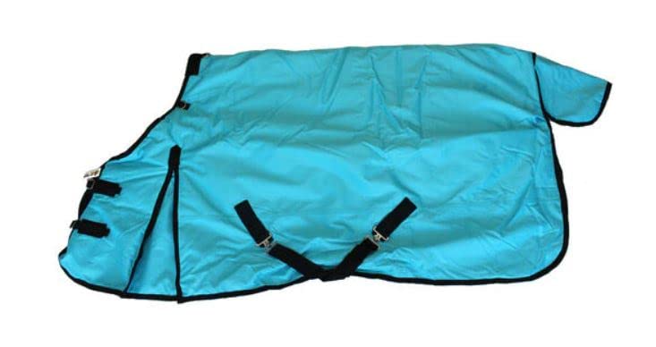 AJ Tack 1200D Waterproof Winter Horse Blanket with Storage Bag - 400g Heavyweight Turnout with Fleece Collar, Shoulder Gussets & Tail Flap - Turquoise 72" - size: 72