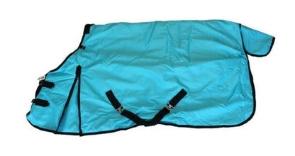 AJ Tack 1200D Waterproof Winter Horse Blanket with Storage Bag - 400g Heavyweight Turnout with Fleece Collar, Shoulder Gussets & Tail Flap - Turquoise 84" - size: 84