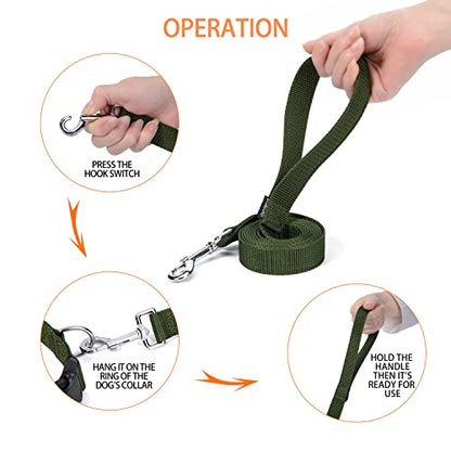 Strong Durable 6 ft Nylon Dog Training Leash, 1 Inch Wide Traction Rope, for Small and Medium Dog (Military Green, 6 Feet) - color: Military green, size: 6 Feet