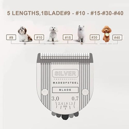 Adjustable Dog Grooming Clipper 5 in1 Blade for Wahl Bravure, Silver,2PCS - color: Silver/2pcs