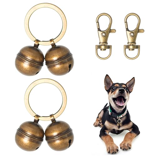 Copper Bells for Dog Collars with Snap Clips - Dog Bells to Go Outside,Made of Pure Copper for Dogs/Cat - Clear Sound & No Rust - Know Where Your Pet - color: D-ring(Fits All Dogs)
