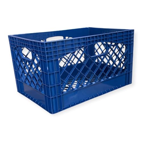 Juggernaut Storage Heavy Duty Milk Crates, 4 Handles, 24 Qt, Blue, 3-Pack - color: Blue, size: 24 Quart, 3-Pack