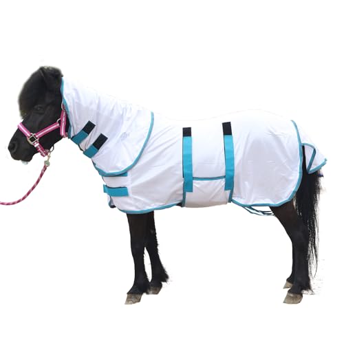 Mini Horse & Pony Mesh Fly Sheet with Neck & Belly Wrap White 38 - color: White, size: 38"
