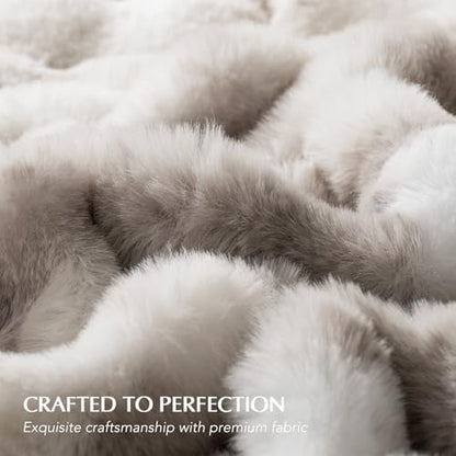 EverGrace Faux Rabbit Fur Bubble Throw Blanket, 50"x60", Light Grey - color: Marble Grey, size: 50"x60"