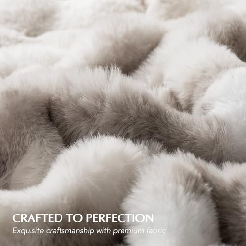 EverGrace Faux Rabbit Fur Bubble Throw Blanket, 60"x80", Light Grey - color: Marble Grey, size: 60"x80"