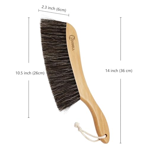 Horse Hair Brush Hand Broom Dusting Brush for Home Cleaning, Wood Handle Soft Brush Duster for Counter Furniture, Bed, Bench Fireplace,Car, Shop Brush Cleaning 14" Long