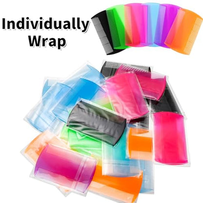 Pumtus 120 Pack Plastic Flea Lice Combs, Fine Tooth Flea Tick Comb, Double Sided Pet Combs, Cat Dog Hair Dandruff Removal Comb, Grooming Tools for Rabbit, Cat, Dog, Kitten, Small Pet (6 Colors)