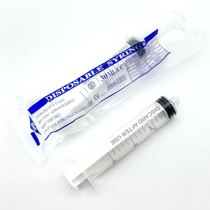 30mL Luer Lock Syringes (No Needle) - 40-Count Bagged, Sterile & Individually Sealed - size: 30ML
