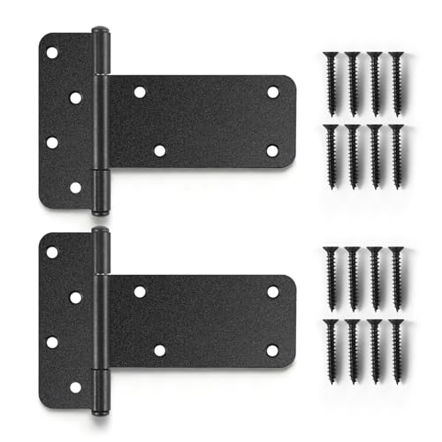 5“ Gate Hinges,260 Lbs Capacity, Matte Black,2 Pack Heavy Duty Hinge | T-Strap Shed Door Hinges, Wrought Hardware for Wooden Fences, Barn Door Hinge (5“-2 pcs-Matte Black) - size: 5“-2 pcs-Matte Black