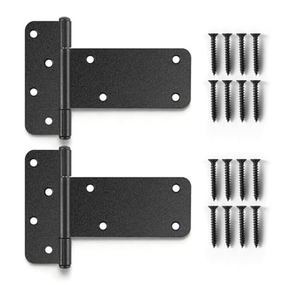 5“ Gate Hinges,260 Lbs Capacity, Matte Black,2 Pack Heavy Duty Hinge | T-Strap Shed Door Hinges, Wrought Hardware for Wooden Fences, Barn Door Hinge (5“-2 pcs-Matte Black) - size: 5“-2 pcs-Matte Black