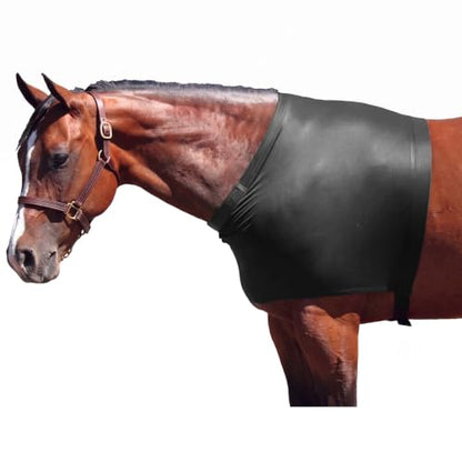 Sleazy Sleepwear Horse Shoulder Guard - Stretch Grooming Shoulder Protector with Fleece Neck Band & Adjustable Tabs, Black, Large