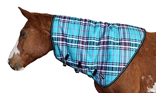 Horse Large 1200D Waterproof Winter Blanket Mane Horse Neck Cover Teal 52043-L - color: Teal Plaid, size: Large