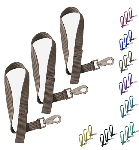 Majestic Ally Pack of 3 Horse Bucket Strap Hangers – Practical and Easy Design for Indoor or Outdoor Use -Set of 3,-1"x22" - color: Chocolate