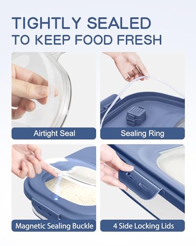 20-30 Lbs Rice Storage Container,Collapsible Food Storage Container - color: Dark Blue/20-30LBS