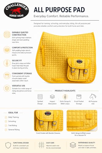 CHALLENGER Horse Quilted English Contoured All-Purpose Saddle Pad 72129