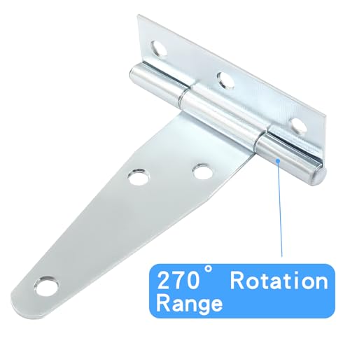 Murtenze 6Pack 3 Inch Silver T-Strap Shed Hinge - color: Silver, size: 3 Inch - 6Pack