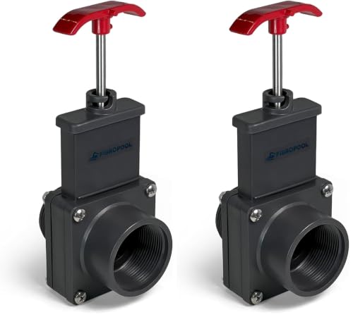 FibroPool 1.5" Above Ground Pool Gate Valve - Dual Threaded Shut-Off - Male Female Adapter - Pump Filter & Skimmer Isolation Valve - Black (Pack of 2) - size: 1 1/2 inch (Pack of 2)