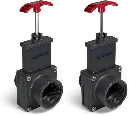 FibroPool 1.5" Above Ground Pool Gate Valve - Dual Threaded Shut-Off - Male Female Adapter - Pump Filter & Skimmer Isolation Valve - Black (Pack of 2) - size: 1 1/2 inch (Pack of 2)