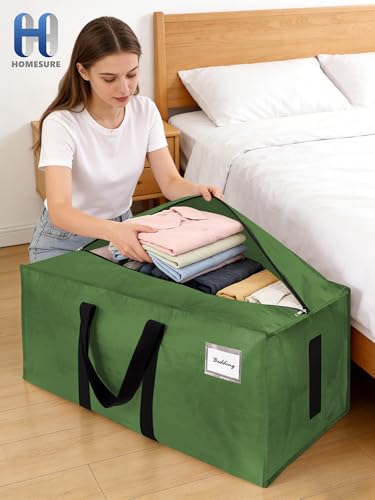 HOMESURE Supports 200lbs Heavy Duty Moving Bags - Strong Zipper & Wrap-Around Handles - Water-Resistant Storage Totes, Durable Alternative to Moving Boxes - 8 Pack - Olive Green - color: Olive Green