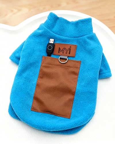 MYI Winter Heated Dog Electric Warm Coat Clothes for Small Medium Large Dogs Outside/Inside Cold Weather Jacket pet Vest Blue L(NOT Included Batteries) - color: Blue, size: Large(Back length 11.8 Inch)