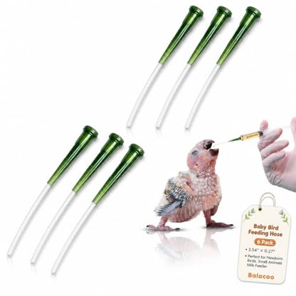 Balacoo 6Pcs Baby Bird Feeding Hose Kit: Soft Pet Parrot Milk Feeding Tubes for Newborn Birds, Small Animals, Parrot Milk Feeder- Easy to Clean, 3.54 Inch