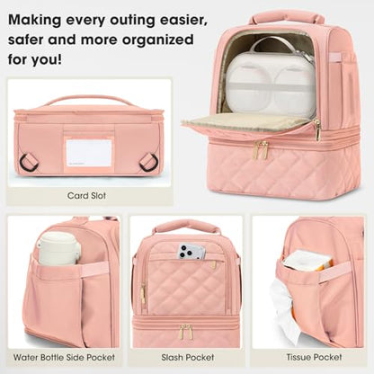 RAINSMORE Wearable Breast Pump Bag, Breast Milk Cooler Travel Bag,Pink - color: Pink