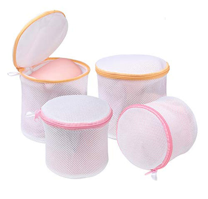 BAGAIL Laundry Bags Mesh Wash Bag for Intimates Lingerie and Delicates,4Pcs(Bra Wash Bag,6×6inch+7×7inch) - color: Pearl White-Fine Mesh, size: 4 Bra Wash Bags