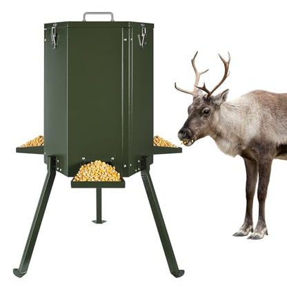 Metal Deer Feeder, Gravity Deer Feeder with Locking Lid