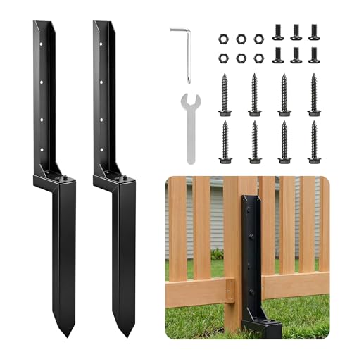 SakerNeo 32" Heavy Duty Steel Fence Post Repair Kit for Leaning Broken Post - style: 2 pcs