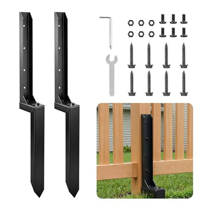 SakerNeo 32" Heavy Duty Steel Fence Post Repair Kit for Leaning Broken Post - style: 2 pcs