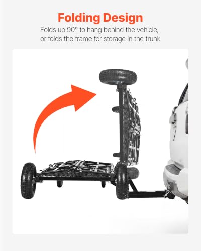 VEVOR Hitch Mount Cargo Carrier on Wheels, 36.2" x 21.3" x 11.8", 2-in-1 Folding Rear Luggage Rack Basket & Cargo Cart with Hitch Stabilizer, Fits 2" Receiver for SUV Pickups, 400LBS Load Capacity - size: 36.2" x 21.3" x 11.8"