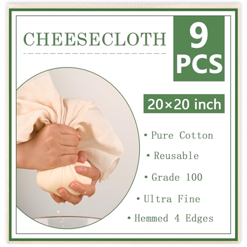WMKGG 9 PCS Cheese Cloths, 20x20 Inch Cheesecloth Fine Mesh Cheesecloth - size: 9pcs 20"x20"Cheese Cloth