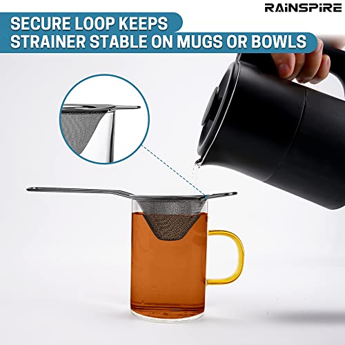 Rainspire Stainless Steel Small Strainer Fine Mesh Strainer, Mini Cocktail Strainer For Cocktails Tea Herbs Coffee & Drinks, Tea Strainer with Handle, Rust Proof, Black - color: Black
