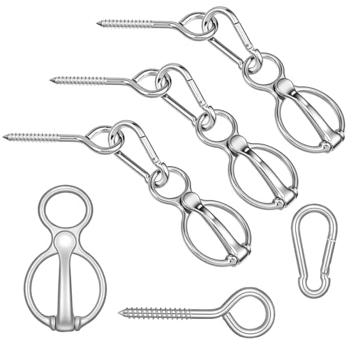 Lemecima 3 Sets Horse Tie Ring with Eye Bolt and Snaps Saddle, Heavy Duty Carbon Steel Horse-Tack Training Equipment - Safe Blocker Ring Horse Accessories and Supplies (Silver)