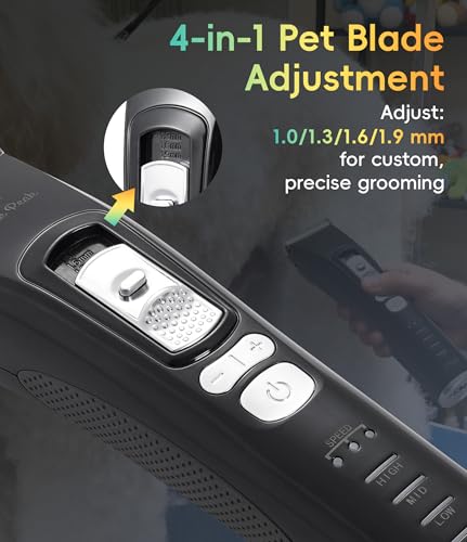 Dog Grooming Clippers for Thick Heavy Coats 3 Speeds Low Noise Pet Grooming Kit Cat Eletric Clipper with 10FC Ceramic & Stainless Steel Blade,Black - color: Black, size: Clipper