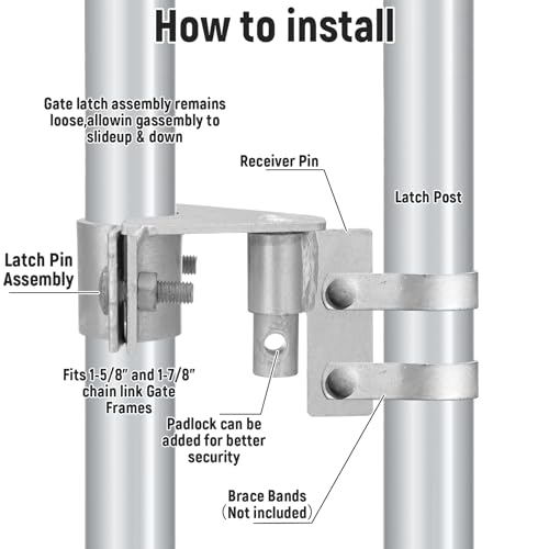 Zonon Chain Link Gate Latch 1-5/8 & 1-7/8 in Pipe Galvanized Steel