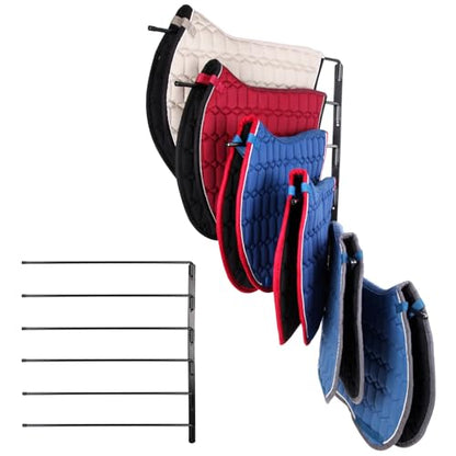 TOMESHA Saddle Pad Rack-Horse Blanket Holder,Extra-Long Rack Arms for Various Accessories,Heavy Duty 180 Degree Swing-Out Wall Mount,Six (6) Well-Spaced,Storage Rack Stand Wall Mount