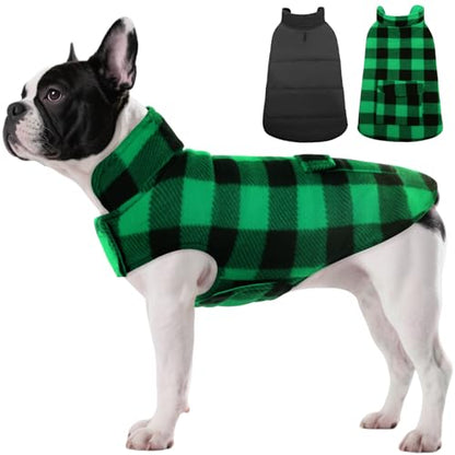 ASENKU Reversible Dog Winter Coat, Dog Jacket for Small Medium Large Dogs - color: Green, size: Small