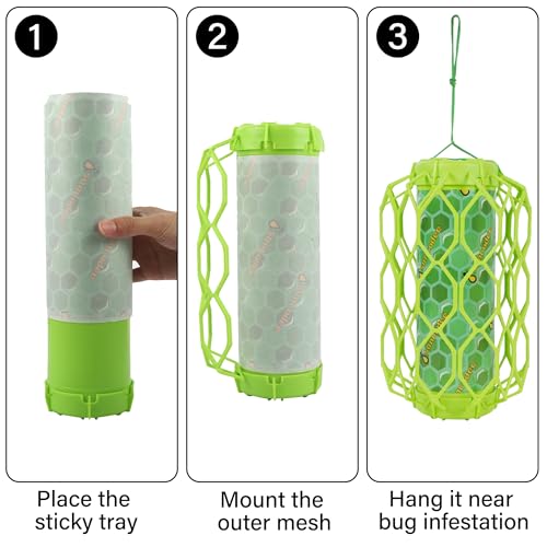 Sancodee 8 Pack Wasp Trap Refill, Yellow Jacket Flying Insect Traps Refills Attractant Sticker, Sticky Paper Glue Boards Replacement Pads Set (Green) - color: Green